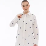 Kadın Nakışlı Keten Tunik Gömlek